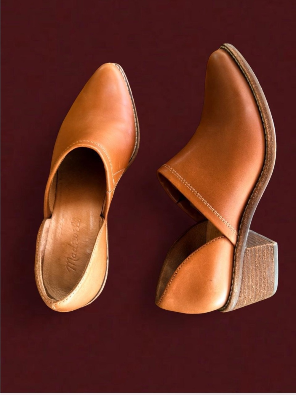 Madewell Brady Cognac Leather Mule Booties